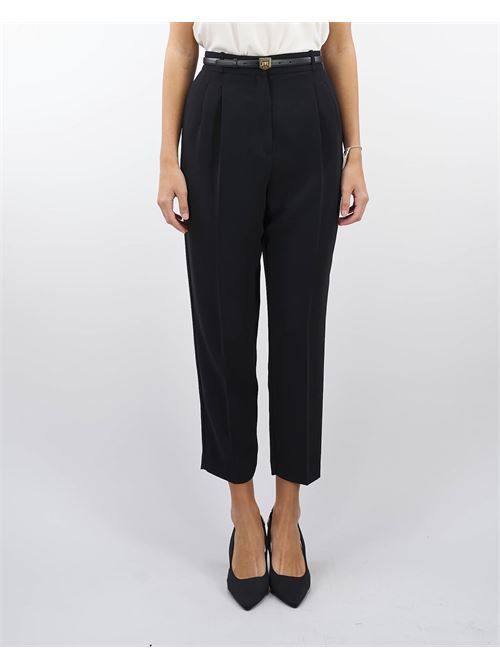 Crepe trousers with belt and embroidery Elisabetta Franchi ELISABETTA FRANCHI | Pants | PA02846E2110